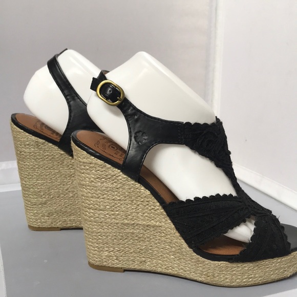Lucky Brand Shoes - Lucky Brand Black Knit Wedge Sandals